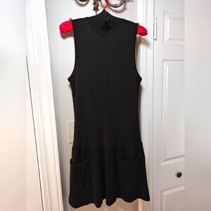 DKNY Black Sleeveless Mini Knit Sweater Dress | Size Medium (EUC)